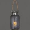 Frosted Grey Glass Lantern With Rope Detail And Led