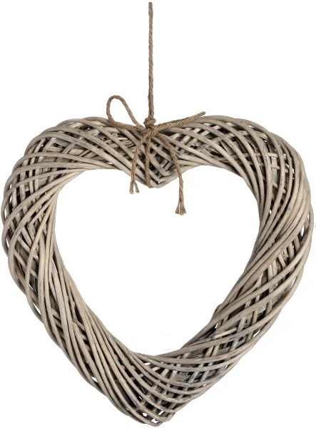 Large Wicker Hanging Heart With Rope Detail