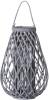 Large Grey Wicker Bulbous Lantern