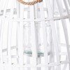 White Floor Standing Domed Wicker Lantern With Rope Detail