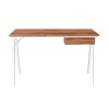 Nautilus Tyrol Compact Desk with Suspended Underdesk Drawer - White Frame - Walnut Finish