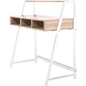 Nautilus Vienna Compact Two Tier Desk with Stylish Feature Frame and Upper Storage Shelf - White Frame - Oak Finish