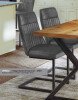 Baumhaus Antiqued Grey Leather Dining Chair (Set of Two)