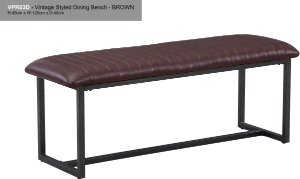 Baumhaus Antiqued Brown Leather Dining Bench