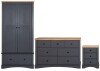 Carden Grey 3 Piece Bedroom Set (2 Door Wardrobe, 7 Drawer Chest, 3 Drawer Bedside)