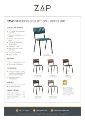 ZAP Product Sheet Tavo Stacking Collection Side Chair