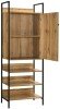 Zahra 4 Piece Bedroom Furniture Set Open Wardrobes - Wotan Oak