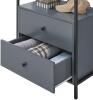 Zahra Open Wardrobe With 2 Drawers - Dark Grey