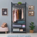 Zahra Open Wide Wardrobe With 4 Shelves - Dark Grey