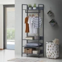 Zahra Open Narrow Wardrobe With 4 Shelves - Dark Grey