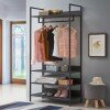 Zahra 4 Piece Bedroom Furniture Set Open Wardrobes - Black Oak