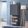 Zahra 4 Piece Bedroom Furniture Set Open Wardrobes - Dark Grey