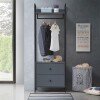 Zahra 3 Piece Bedroom Furniture Set Open Wardrobes - Dark Grey